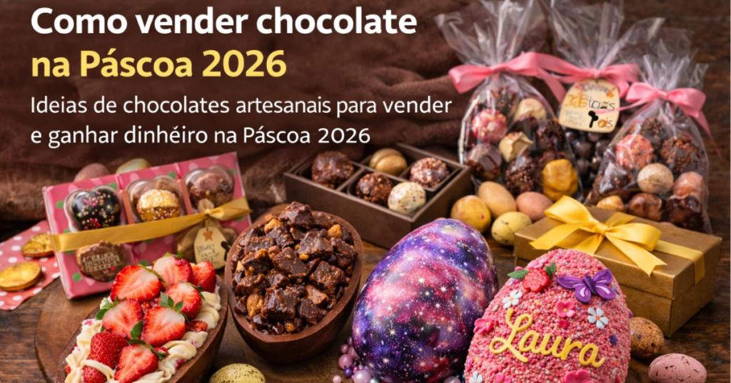 Como vender chocolate na Páscoa 2026 com ovos de Páscoa artesanais e chocolates caseiros para ganhar dinheiro.